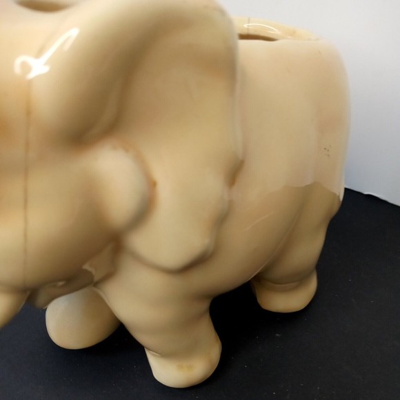 Vintage USA Elephant With Trunk Up Ceramic Planter - Picture 6 of 13